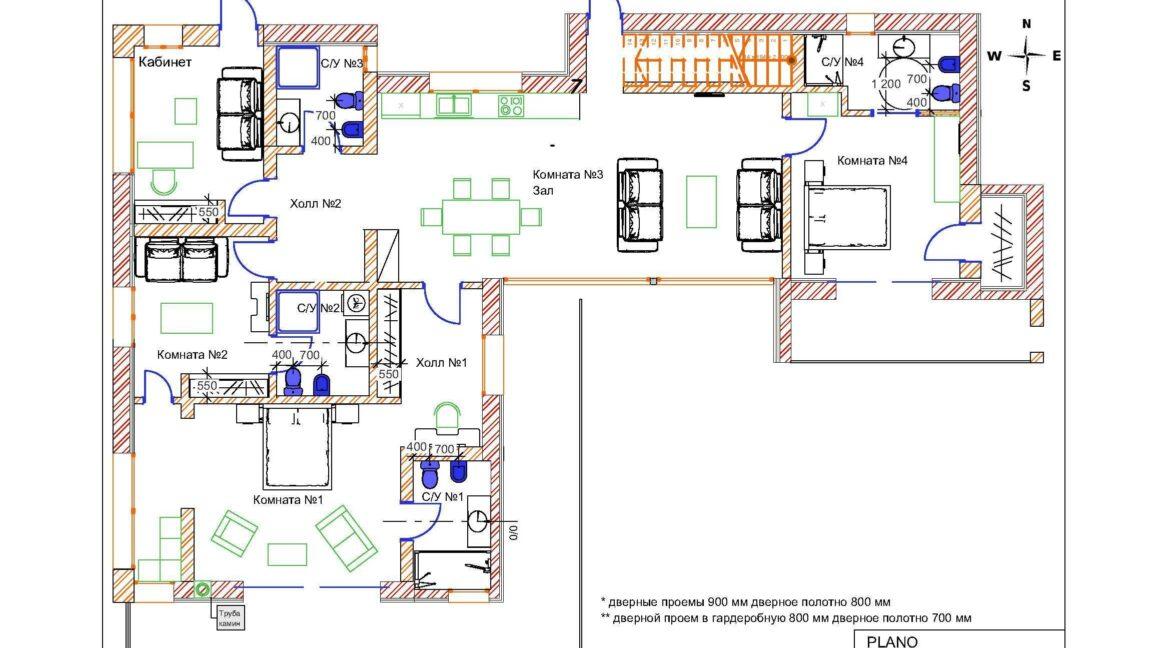 Строительный план 2 этажа с мебелью